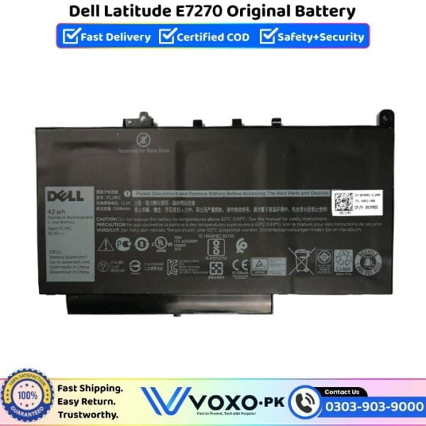 Dell Latitude E7270 Original Battery Price In Pakistan